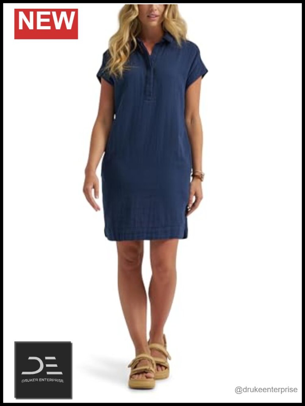 Lee Legendary Sheath Dress 100% Cotton Casual Short Sleeve
